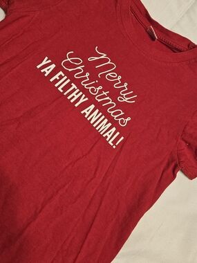 Red 'Merry Christmas Ya Filthy Animal!' Graphic Tee
